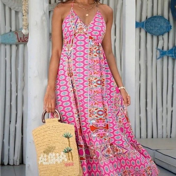 maggy london floral halter dress Maggy London Flower Print Halter Midi Dress